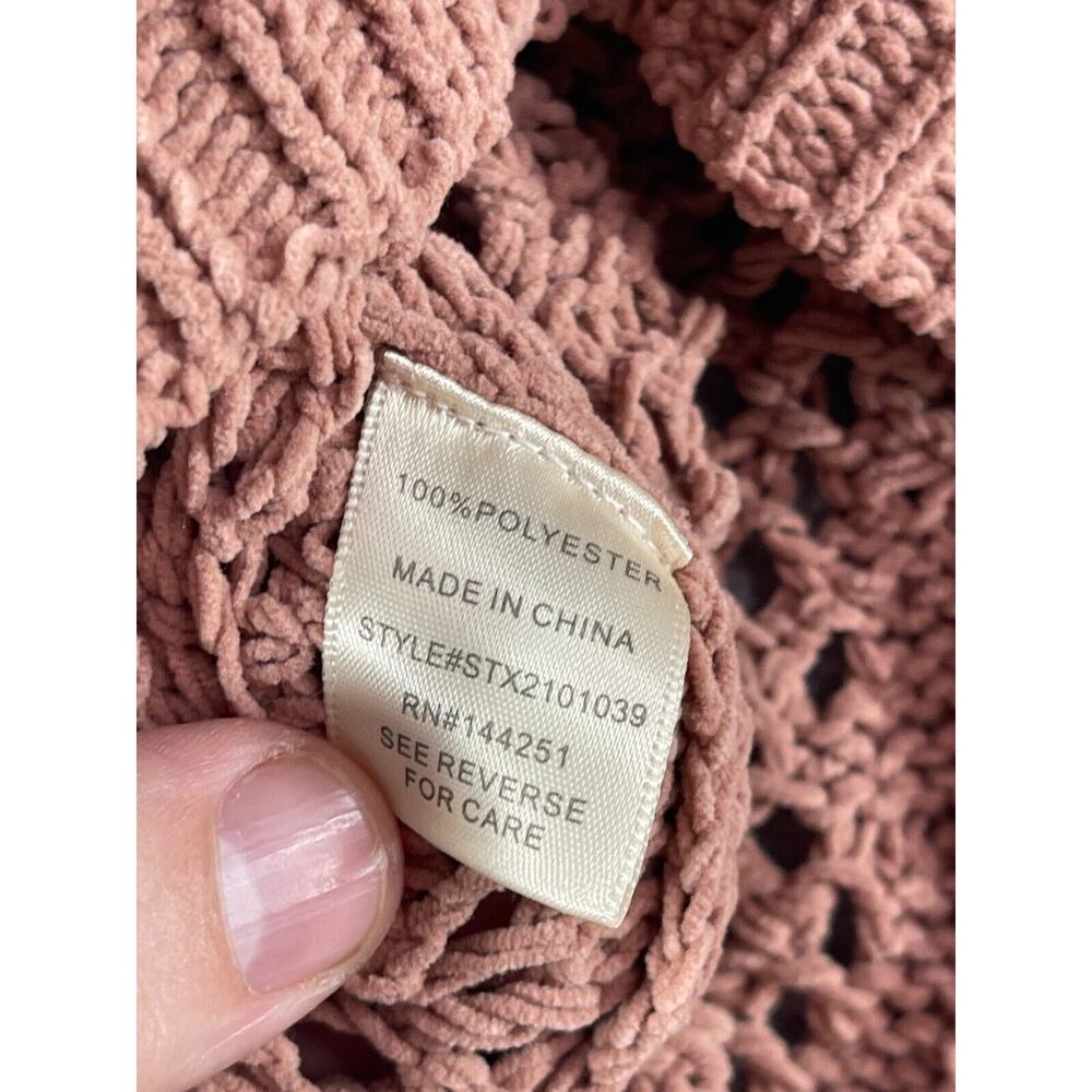 Artelier Nicole Miller Knit Sweater Womens XL Brown Open Knit Cardigan Buttons - Picture 11 of 12